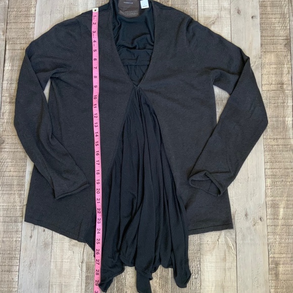 Anthropologie Guinevere Grey Linen Blend Open Front Drape Cardigan SZ M - Picture 12 of 14